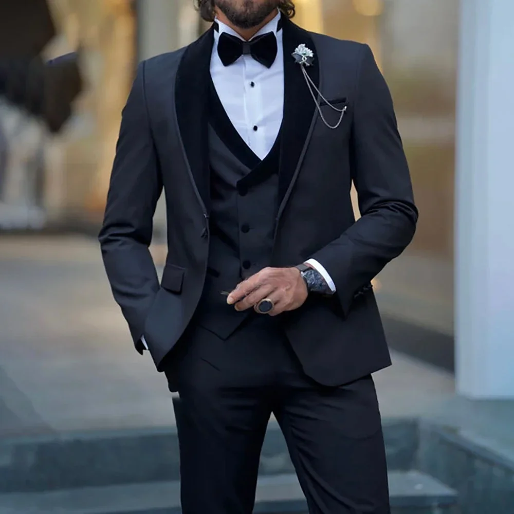 

Smart Casual Suits for Men Shawl Lapel Single Breasted Luxury 3 Piece Jacket Pants Vest Gorgeous Blazer Hombre Customized 2024