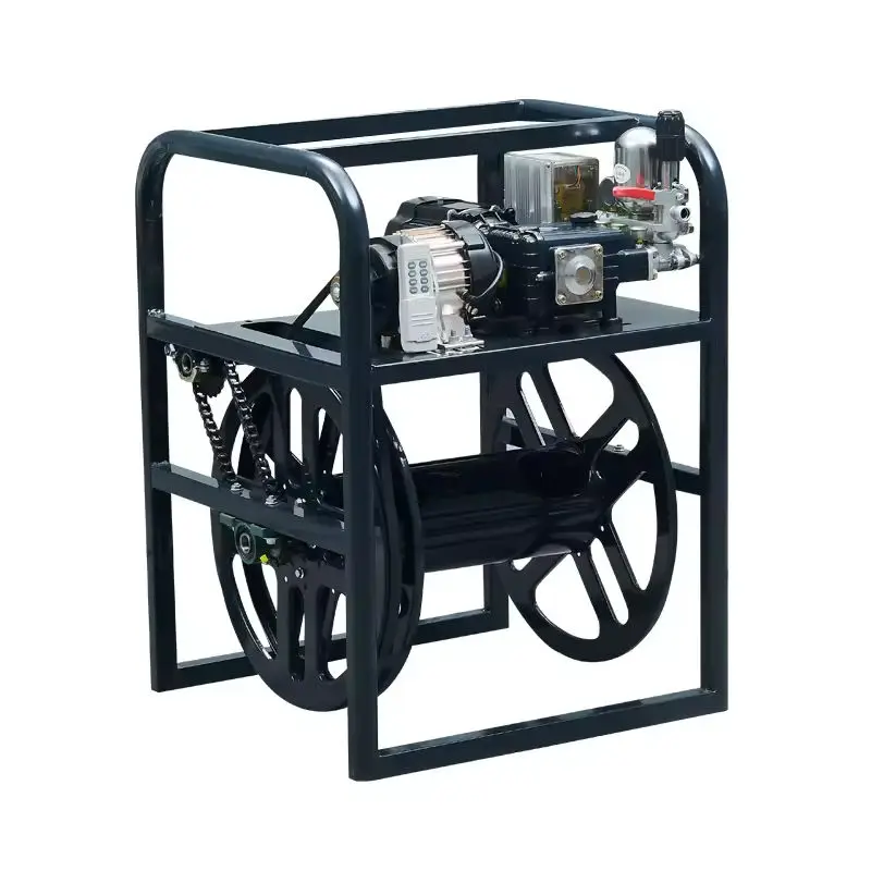 360 degree rotation of one-button start sprayer, with automatic reel function