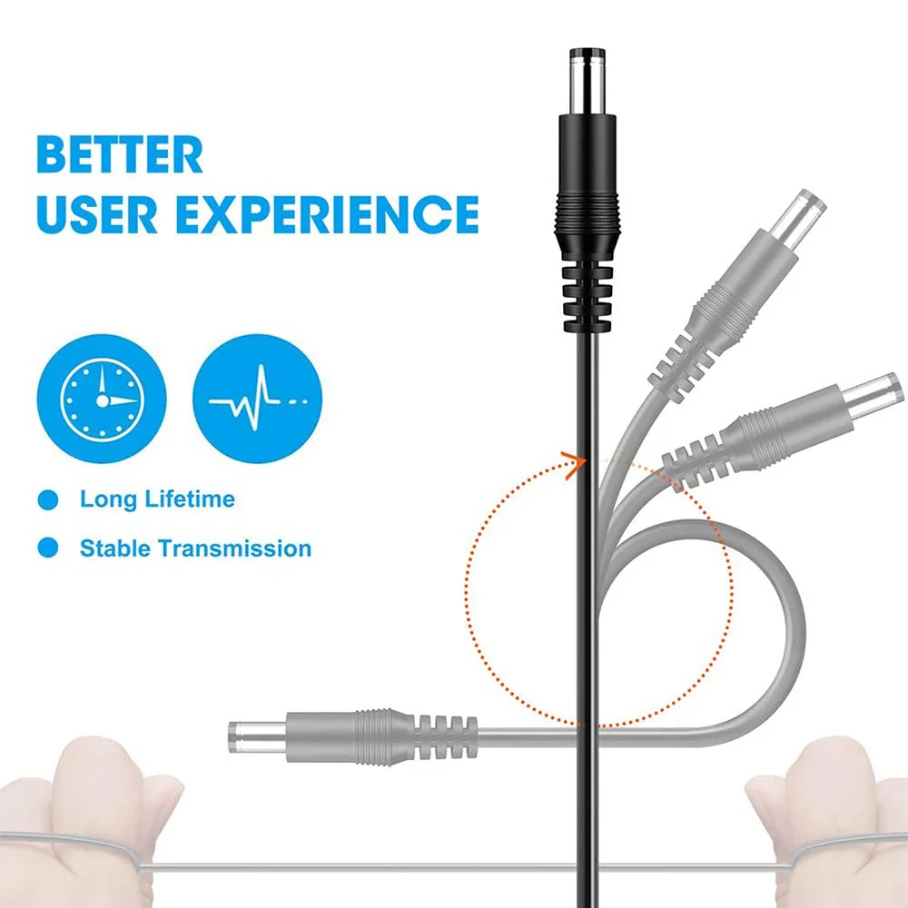 ABSQ-USB To DC Power Cable Universal USB To DC Jack Charging Cable Power Cord with 10 Interchangeable Plug Connectors Adapter