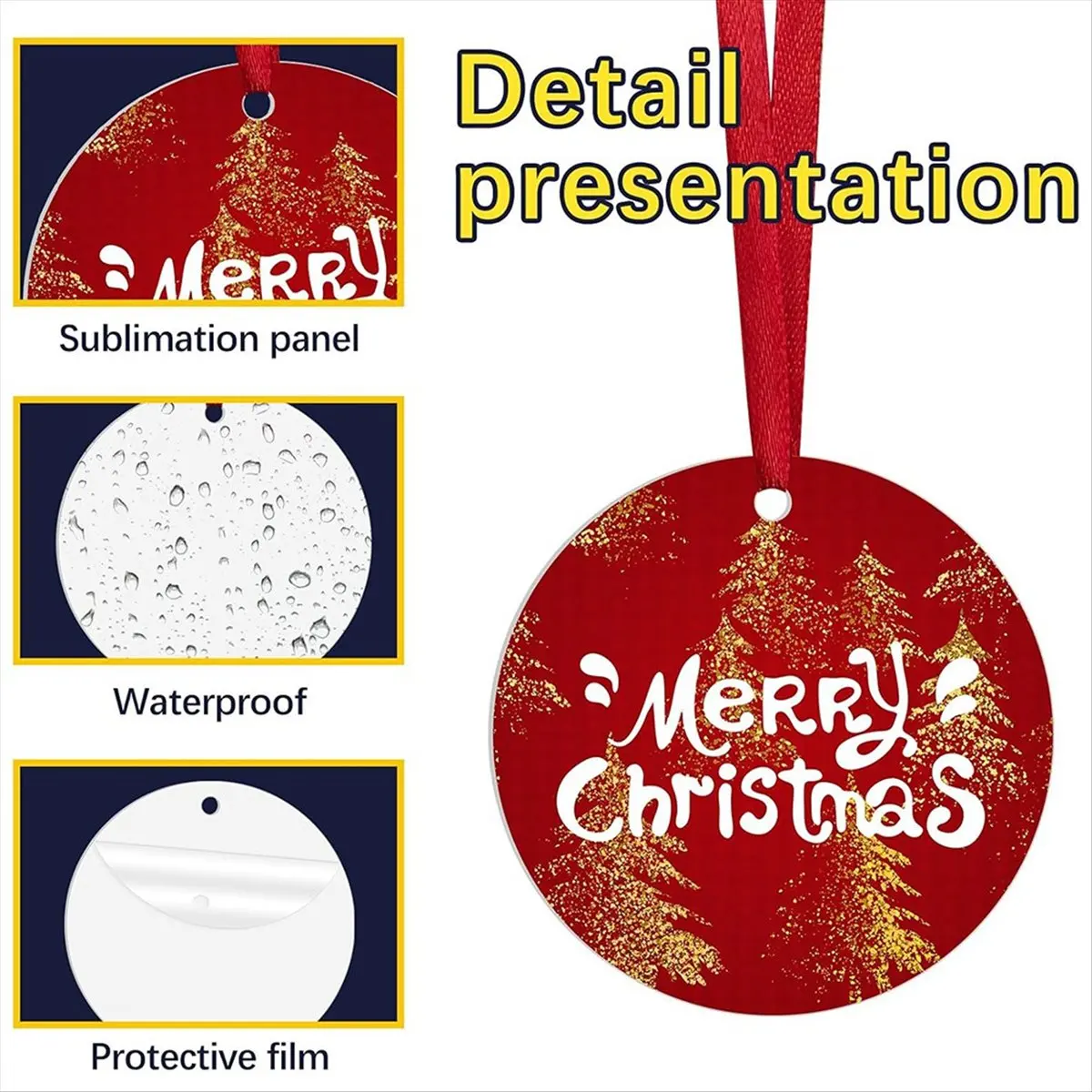 AA79~36 Pcs Metal Sublimation Ornament Blanks,Sublimation Christmas Ornament Blanks for Christmas Tree Decor