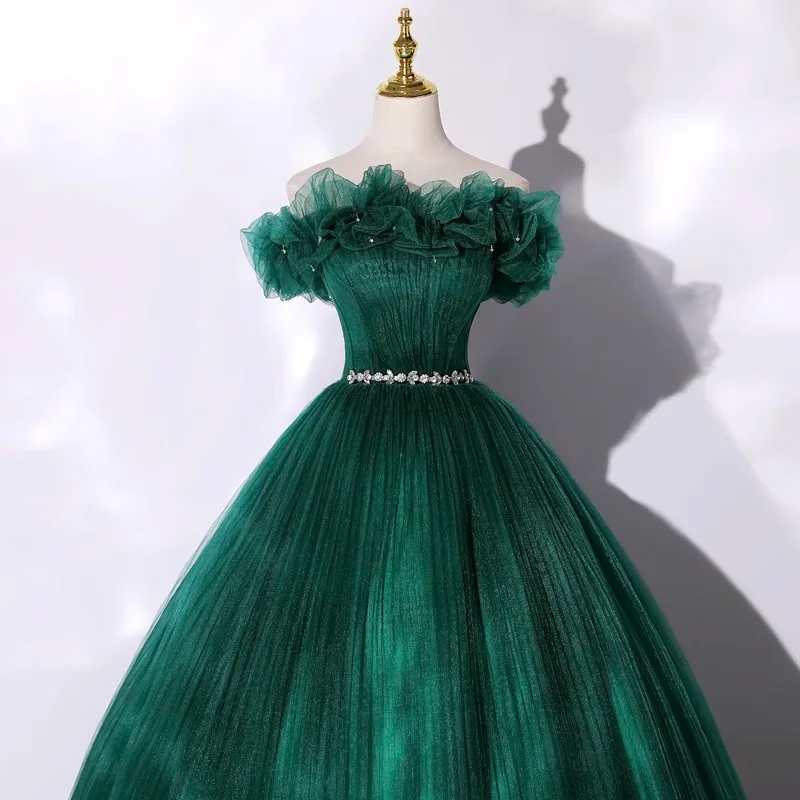 SONDER Vintage fuera del hombro batas De Soirée clásico encaje verde vestidos De quinceañera elegante vestido De fiesta De noche personalizado