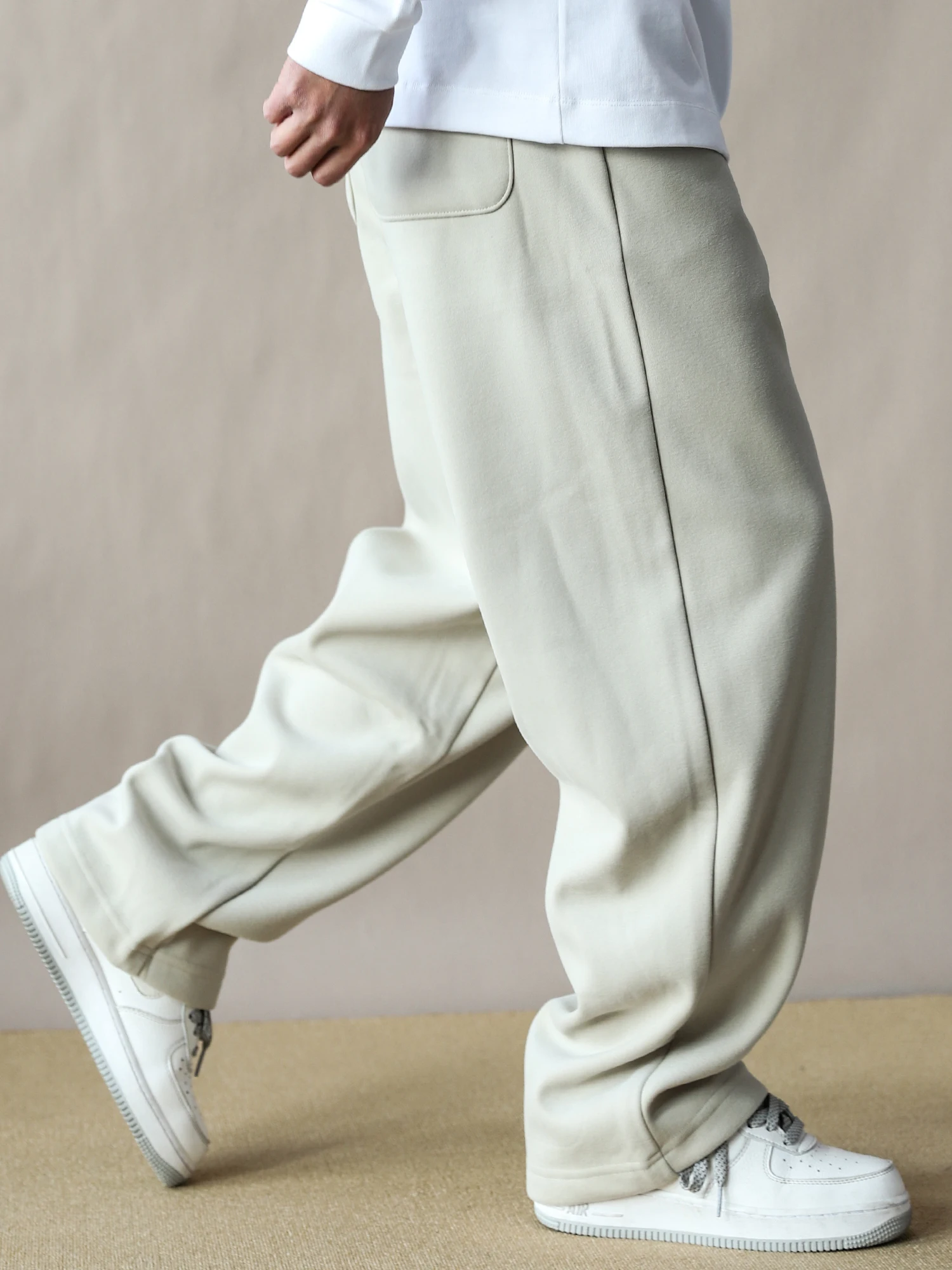 

Мужские прямые брюки Thiened Fce, свободные повседневные длинные брюки, спортивные брюки для поездок на работу, светло-бежевые, простой дизайн, новинка 2026 года