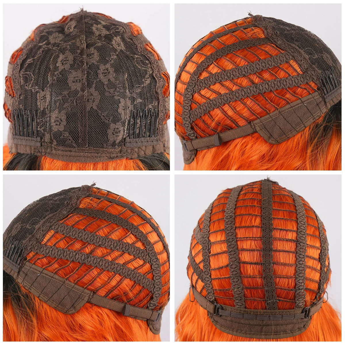 SQRDGQ باروكات صناعية عالية الجودة للمرأة الجديدة للحفلات التنكرية باروكات نسائية برتقالية سوداء شعر مستعار نسائي قصير مموج مائي #6