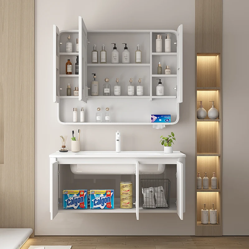 Thickened aluminum honeycomb rounded corner bathroom wash basin combination bathroom ceramic integrated basin