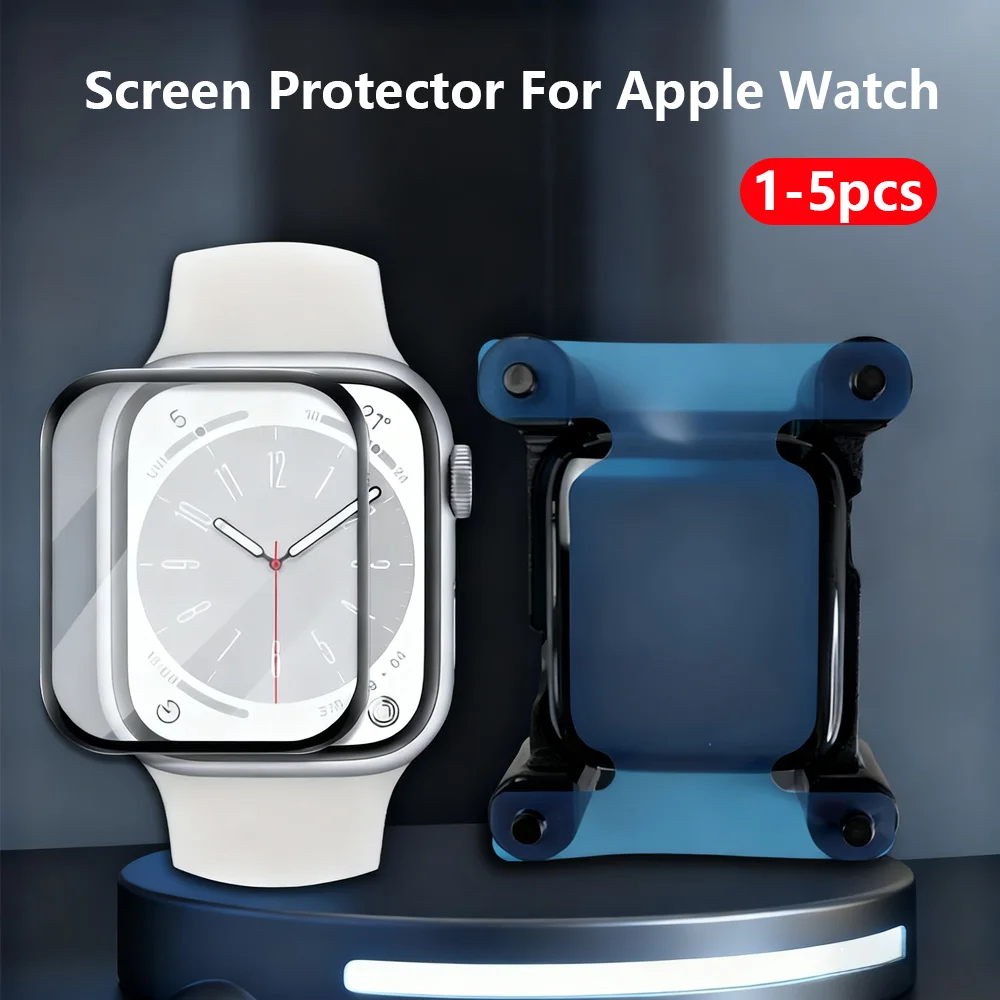 1-5PCS Displayschutzfolie für Apple Watch Serie ultra 3/2 11-10 9-8-7-6 5 Se 49mm 42-46mm 41mm 45mm 40 44mm Positionierungswerkzeug + Film