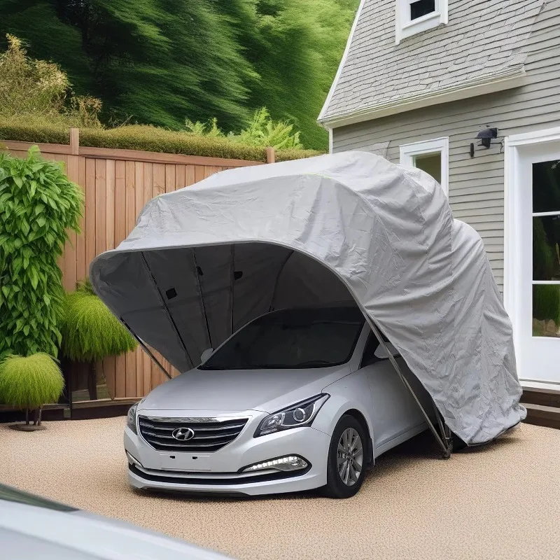 Portable Foldable Metal Carport Shelter Kit with Easy Install Garden Garage Canopy Stainless Steel Roof Japanese Design