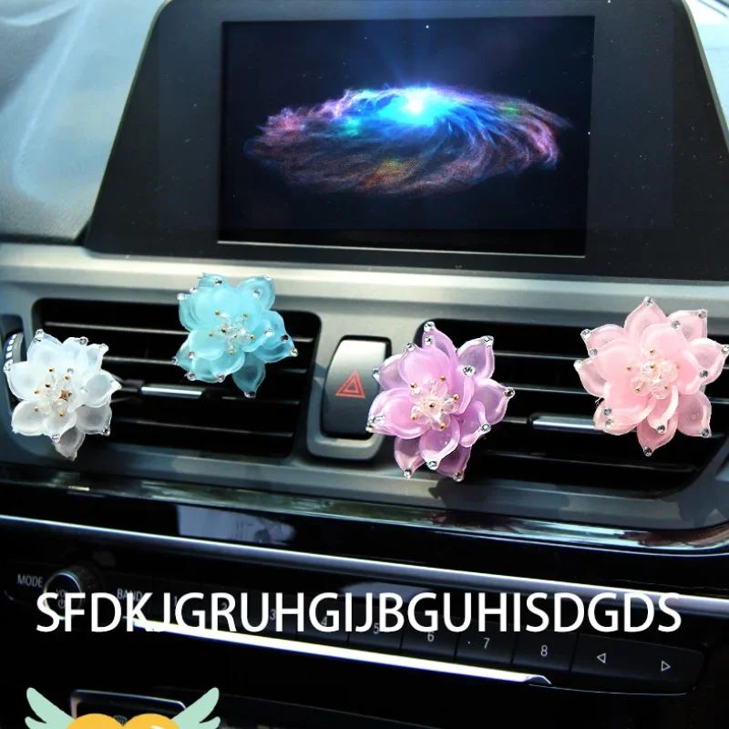 Car Mounted Fragrance Air Conditioner Air Outlet Water Drill Lotus Flower Car Interior Fragrance Accessories Car Lady Decoration