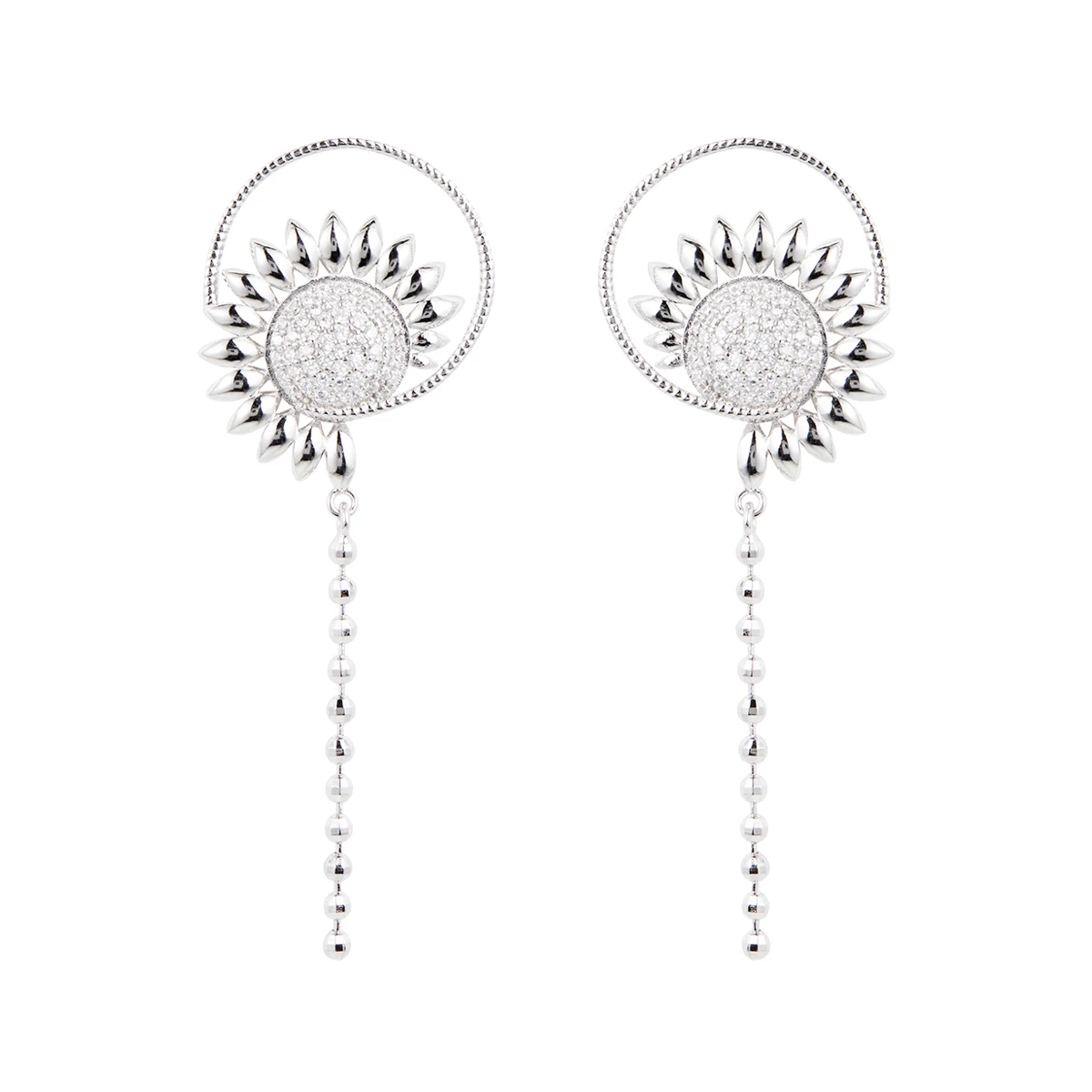 S925 sterling silver earrings with original sunflower design Earpin temperament agility long style hot selling 2024 New Women