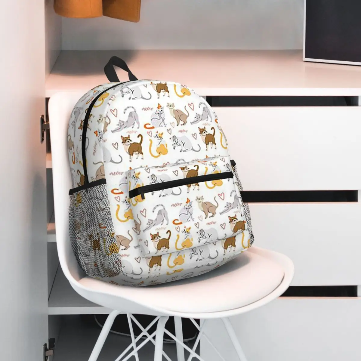 

Gray Ginger And Siamese Kittens Cats Backpack Daypack Large Capacity Children BookBag School Bag Shoulder Bags for Men Women