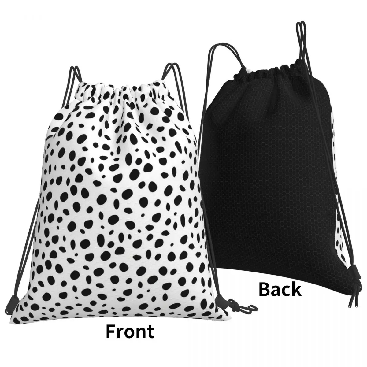 Small Dalmatian Print Backpacks Fashion Drawstring Bags Storage Bag Book Bags for Travel Students