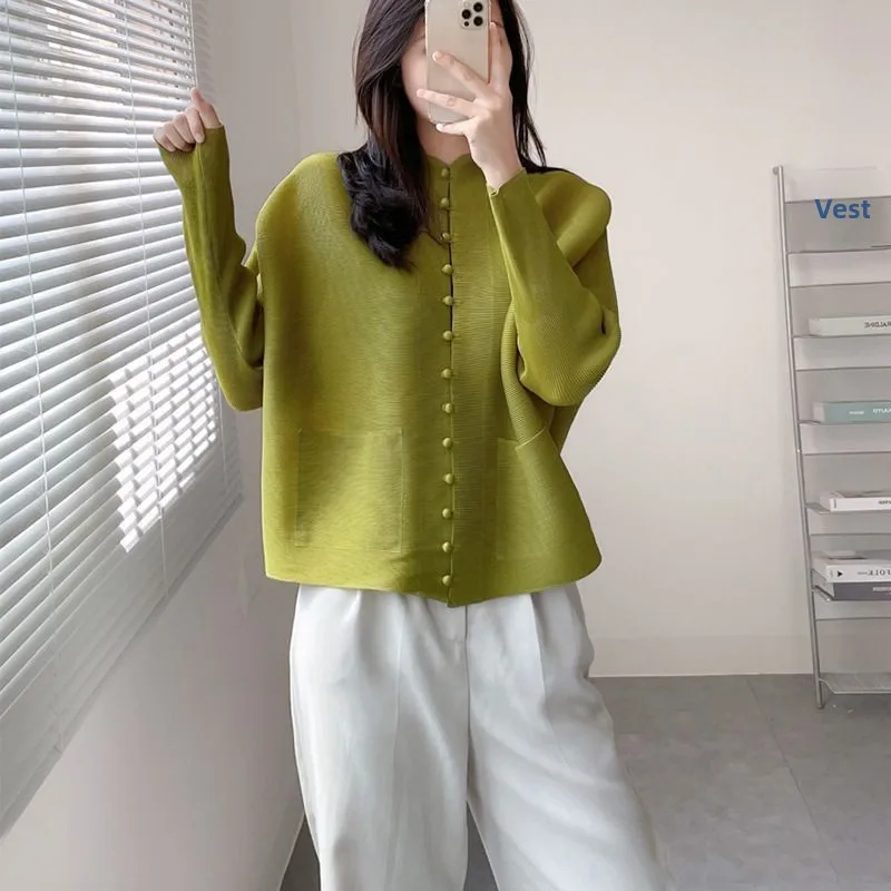 Chaqueta Holgada para Mujer, Elegante, Estiliza, de Fibra de Poliéster, Estilo Cárdigan Abierto, Primavera-Otoño, a la Moda, Casual, Manga Siete Cuartos