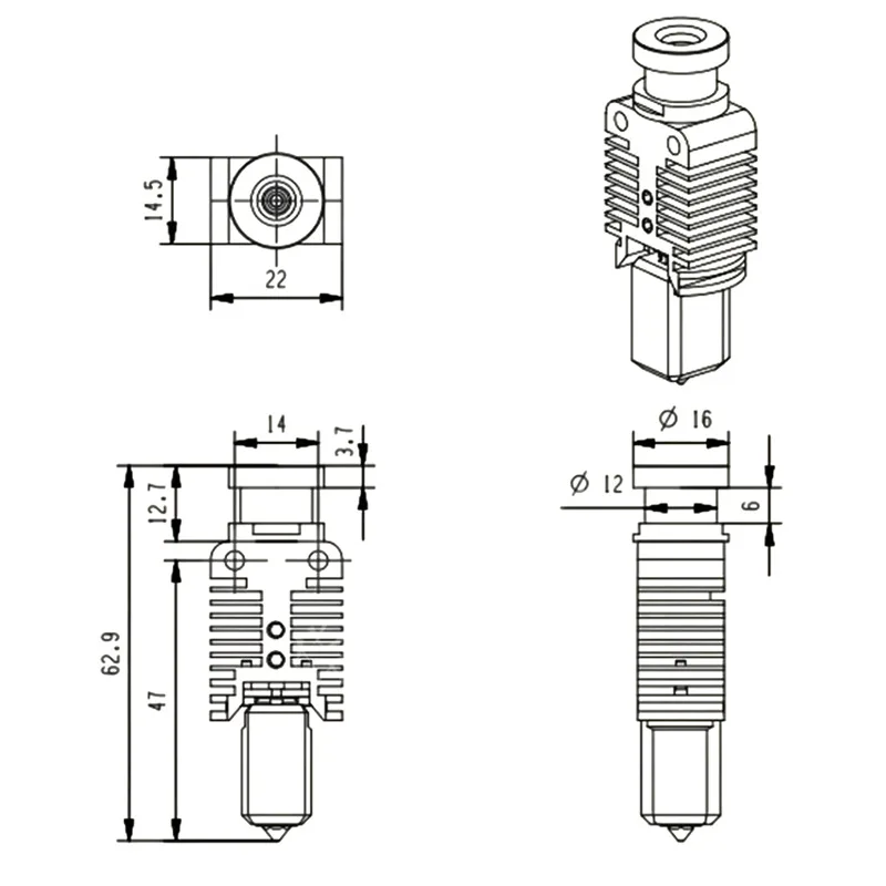 Accesorios para impresoras 3D HSRQ0093 TZ-E3/V6-2.0 Kit de cabezal de extrusión