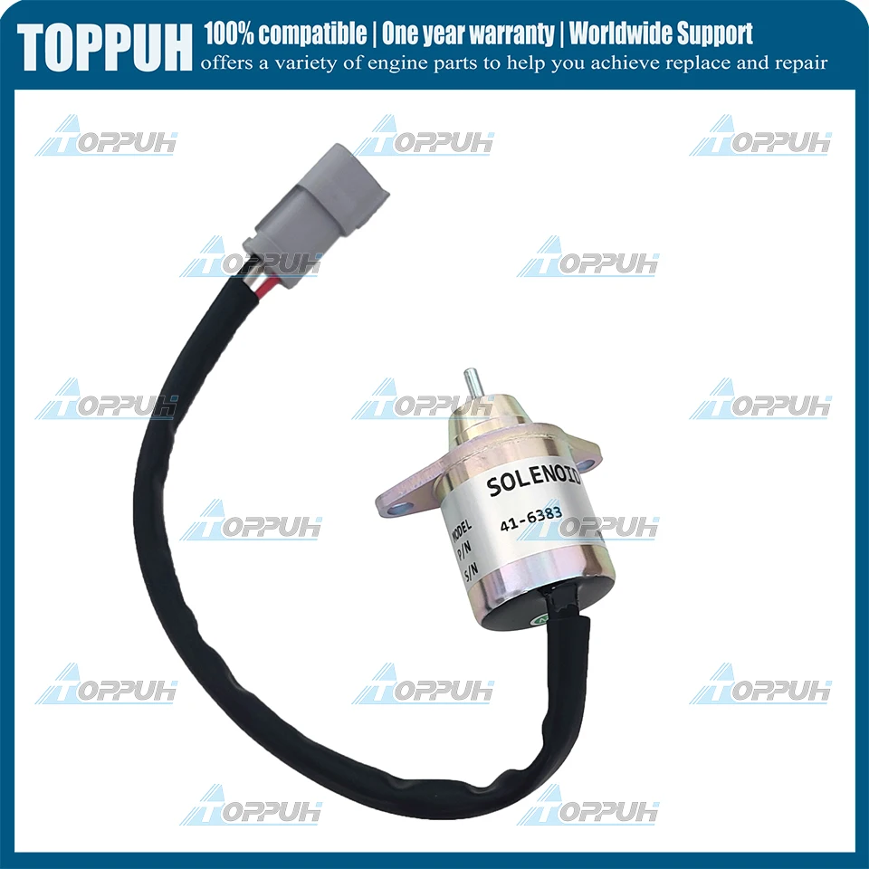 1PC TK 41-6383 12V TK 41-4306 Stop ShutOff Solenoid For Yanmar 482, 4.82, 4,82 - 4TNE84 4TNE88 Thermo King 41-6383 416383