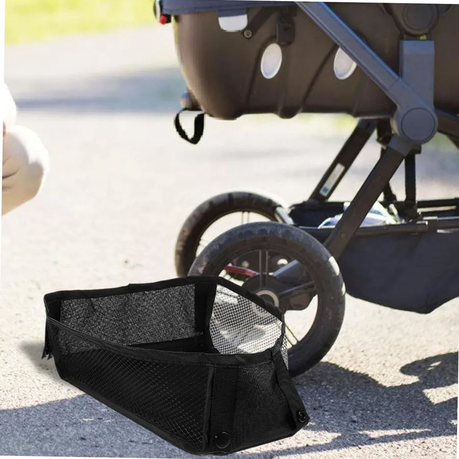 Stroller Bottom Organizer Bag Universal Mesh Three-dimensional Tissue Toy Storage Basket with Hard Board Stroller Accessories