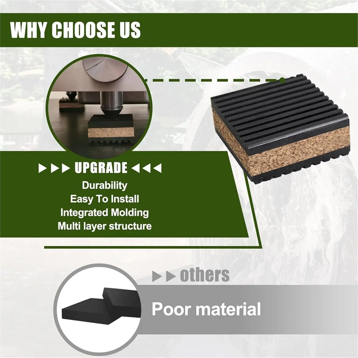 

8 звукоизоляционных подушечек, пробковых подушечек, 2 x 2 x 7/8 дюйма, для проигрывателей для уменьшения вибрации и прыжков