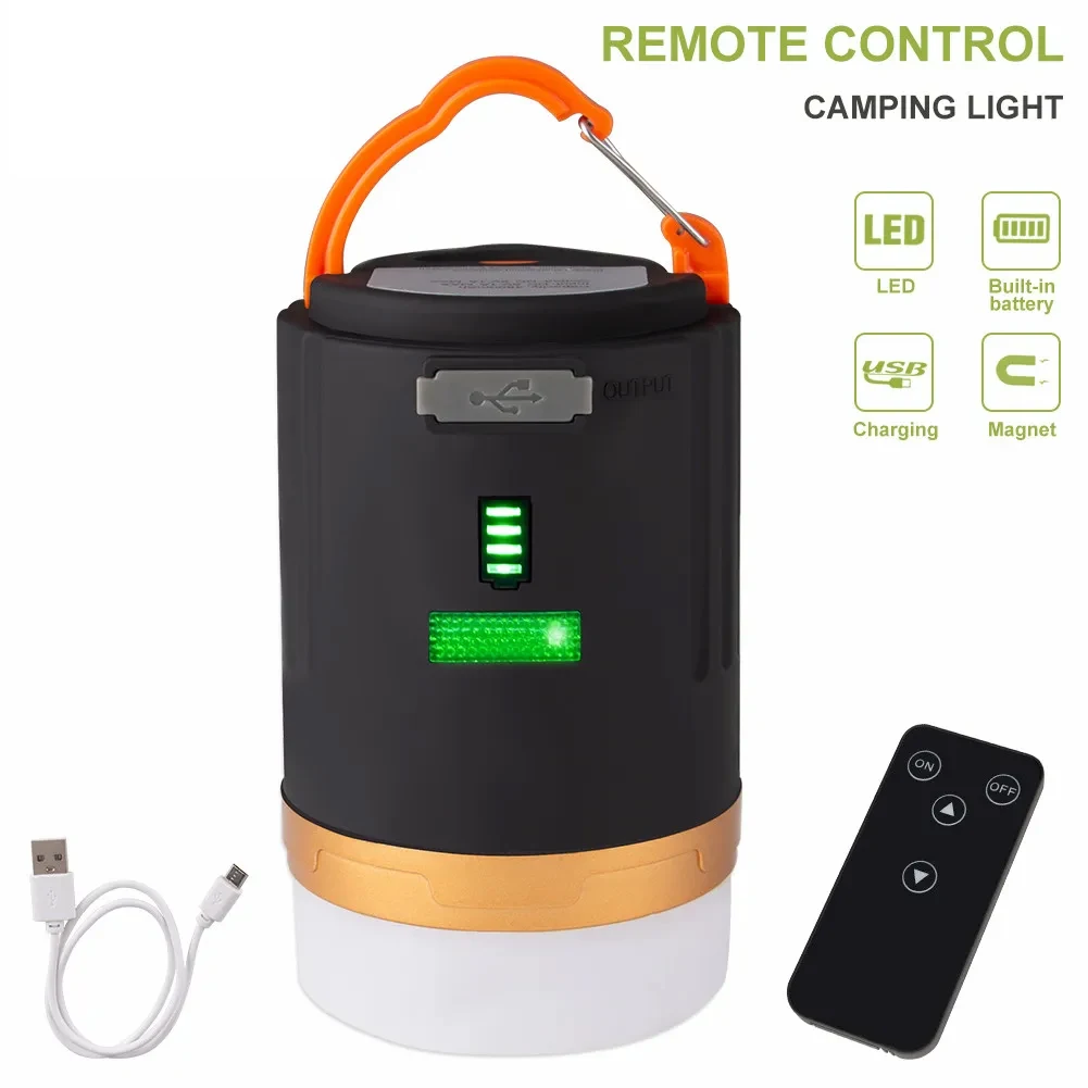 Camping Light Waterproof IPX6 Tent Lamp Portable Lantern LED Night Light Remote Control Working Light Built-in Recharge Battery