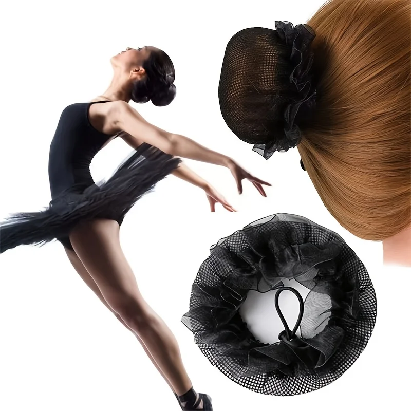 2 PCS new large small drawstring lace hairnet head flower net pocket ballet dance grading performance women's workplace disc hair head flower ball head invisible hairnet flight attendant nurse invisible hairnet head flower ball head disc hair high elastic