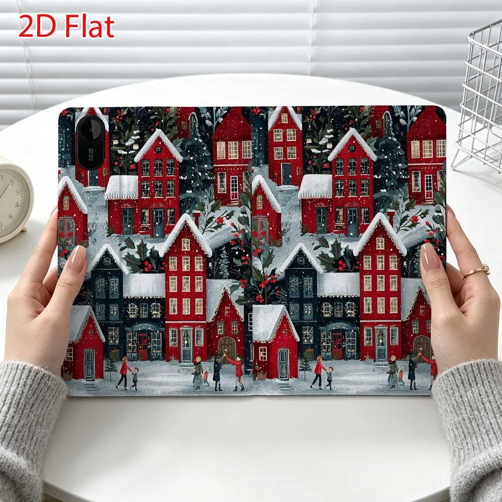 Winter Red House Fashion For Xiaomi Poco Redmi Pad 8 2 4 C1 6 6S 7 7S SE 9.7 14 11 11.2 Inch Pen Tray Tablet Case