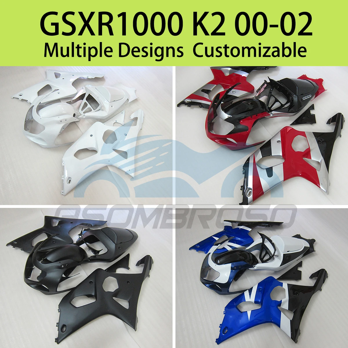 

Fairings for SUZUKI GSXR 1000 K2 00 01 02 Motorcycle Accessories Prime Injection Fairing Kit GSXR1000 2000 2001 2002