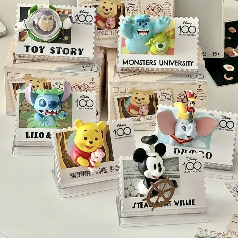 Kotak Misterius Peringatan 100 Tahun Stempel Retro Lucu Mickey Mouse Winnie Stitch Stiker Kulkas Patung Hadiah