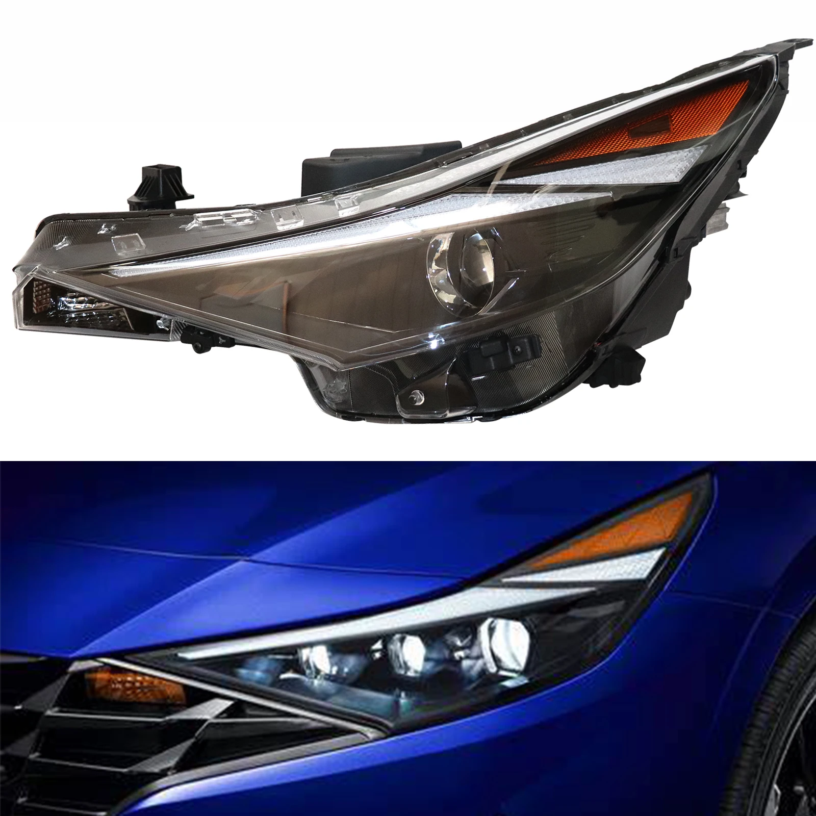 Headlight Assembly LED LH Left Driver Side For 2021 2022 Hyundai Elantra Factory Headlight Halogen Headlamp 9005 (HB3) Bulb