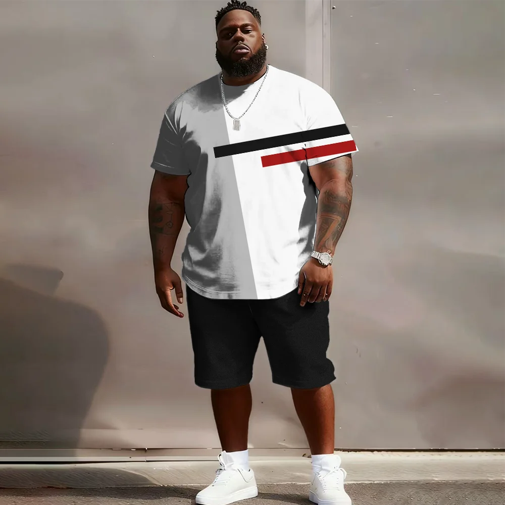 

S-9xl plus size Big & Tall Short Sleeve Set (Plaid & Texture): - Durable Lightweight Material, Stylish Plaid + Woven Texture,