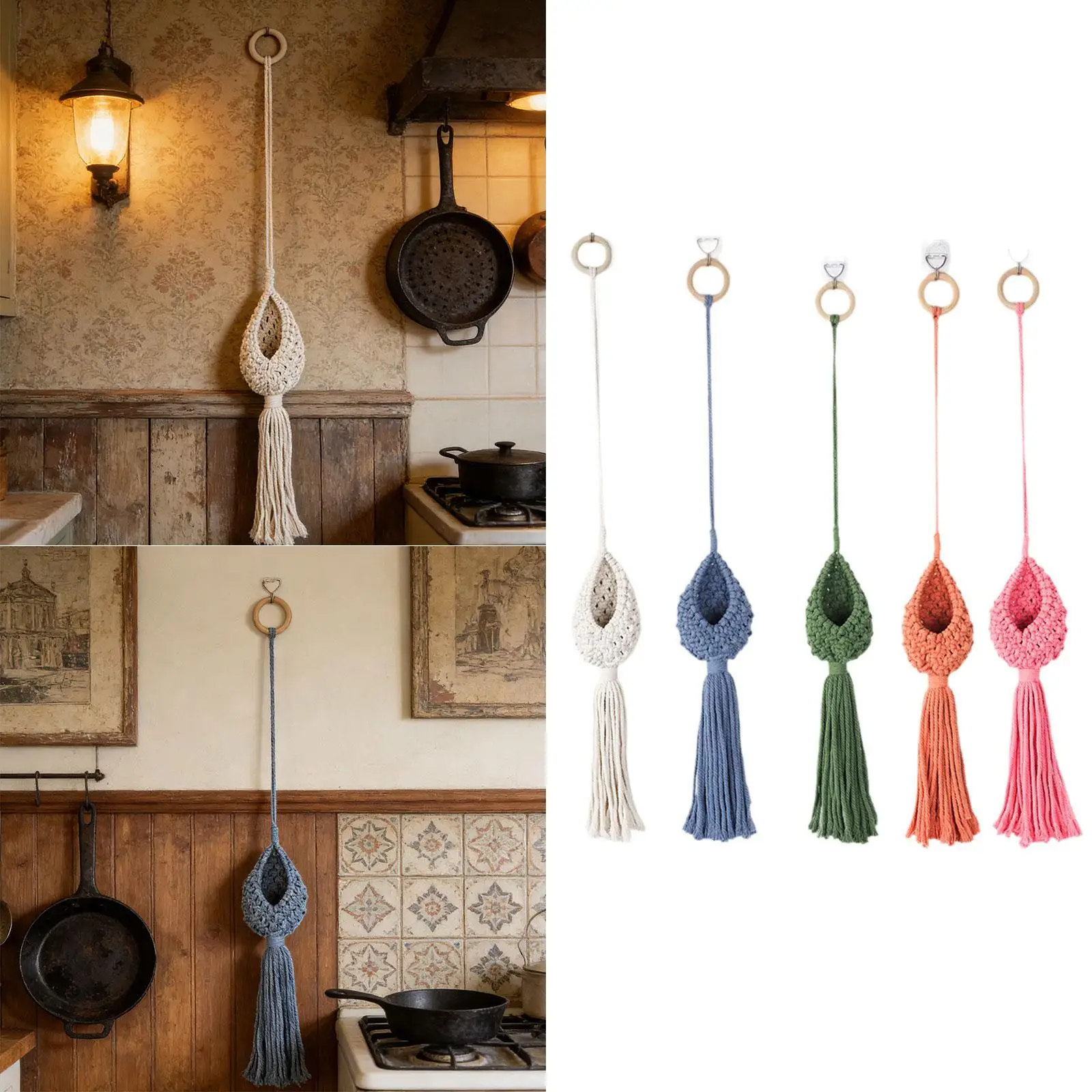 Handmade Macrame Plant Hanger Indoor Cotton Rope Planter Basket Holder for Balcony Living Room Decoration