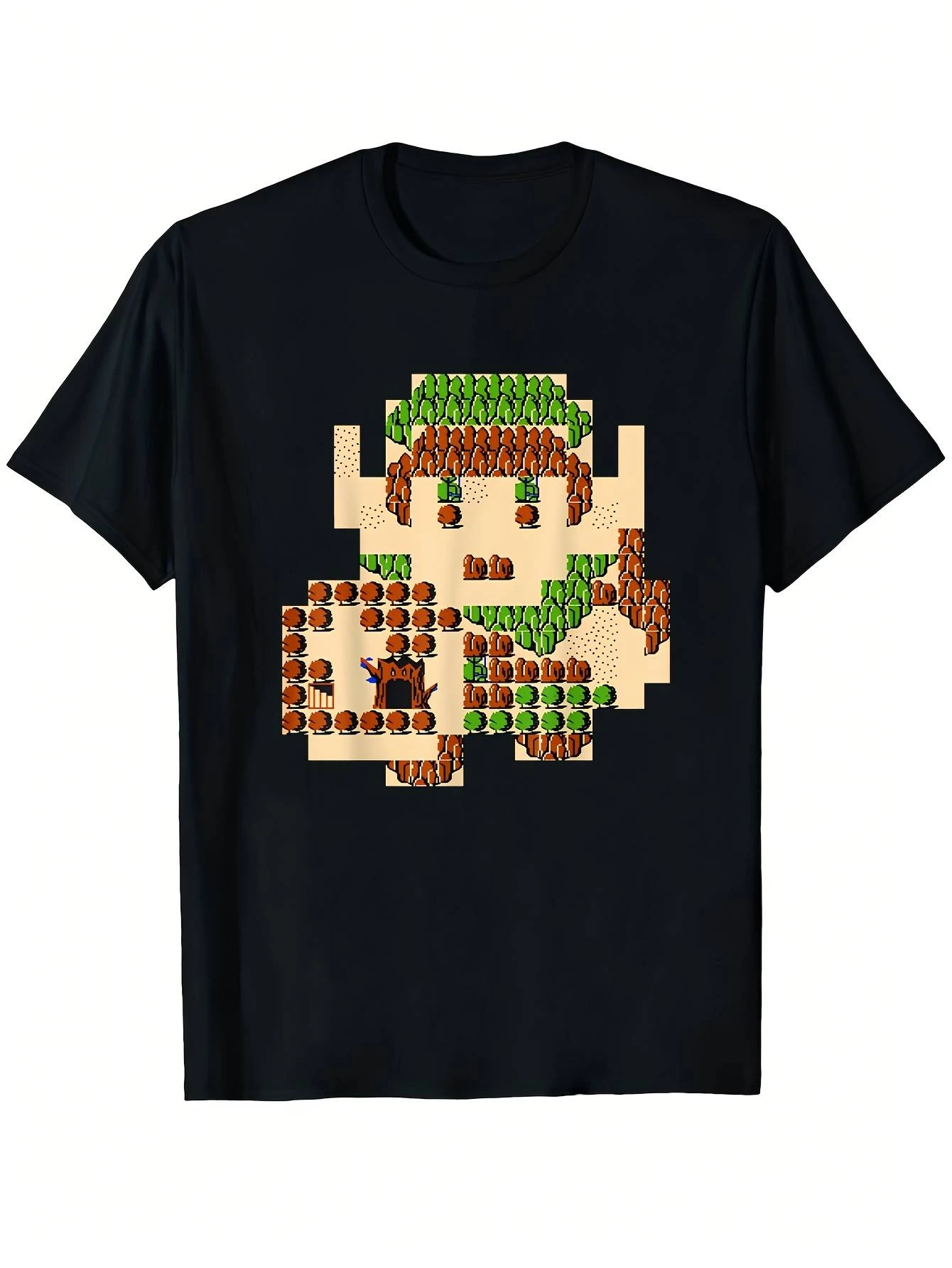 Men' & ' Retro Link Video Game T-Shirt - 8-Bit Vertical Screen Character Design, Soft Round Neck Short Sleeve Tee