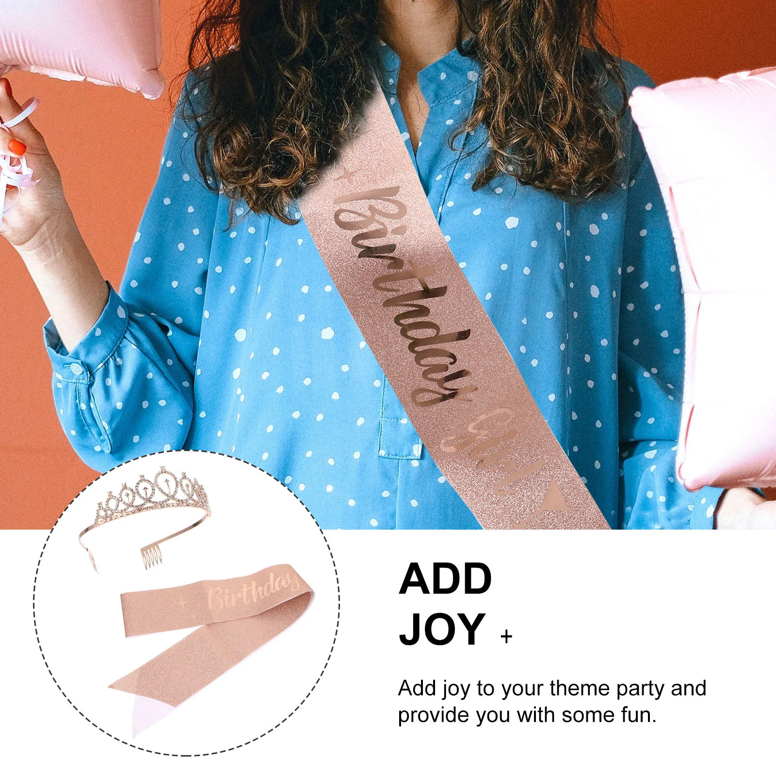 

1 Set Creative Birthday Party Dressing Props Crown Hair Shoulder Strap Party Costume Favors Light Durable Safe Material Perfect