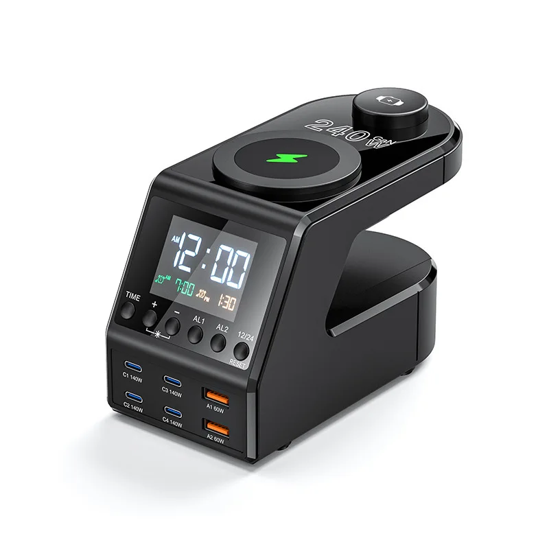 

240W Digital Display Usb Plug Desktop Charging Station PD140W Porous TypeC Socket Multi-port Charger Wireless