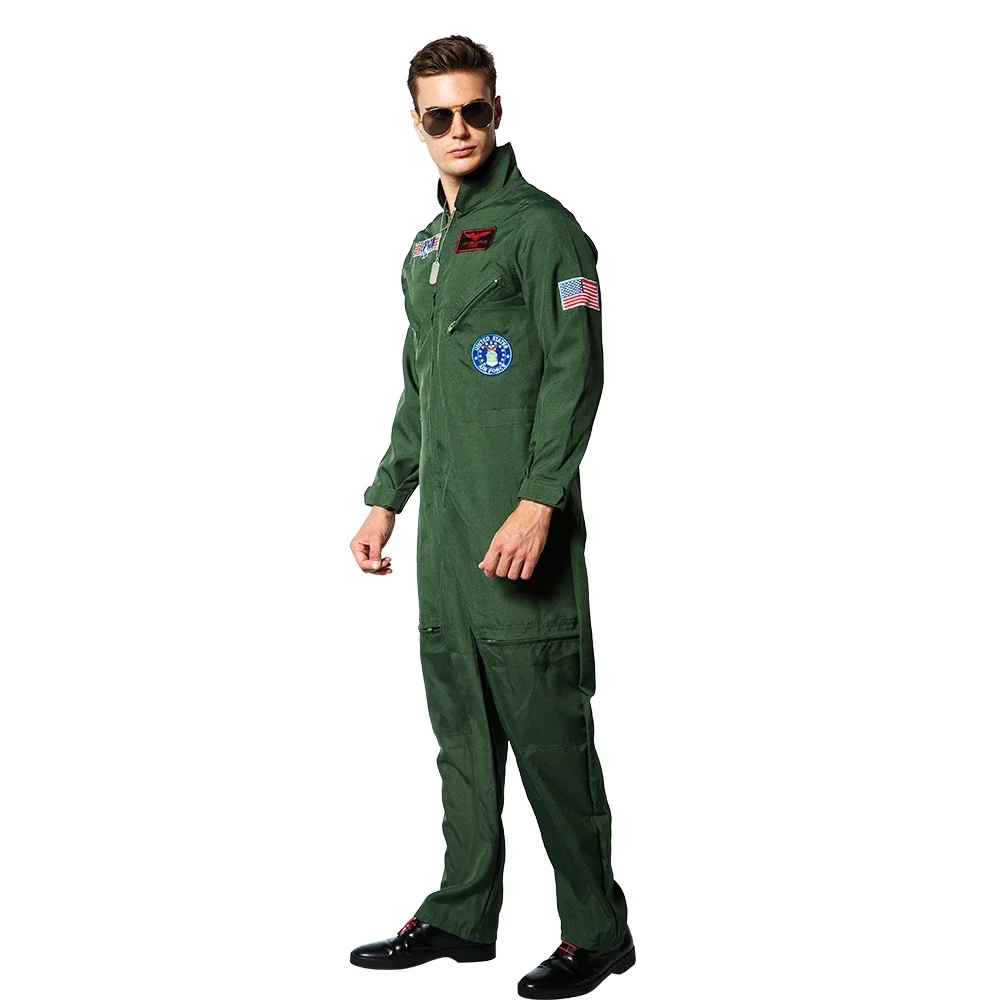Disfraz de piloto para hombres, uniforme de l'armée de l'air du película des années 80, disfraz de Cosplay de Halloween para adultos