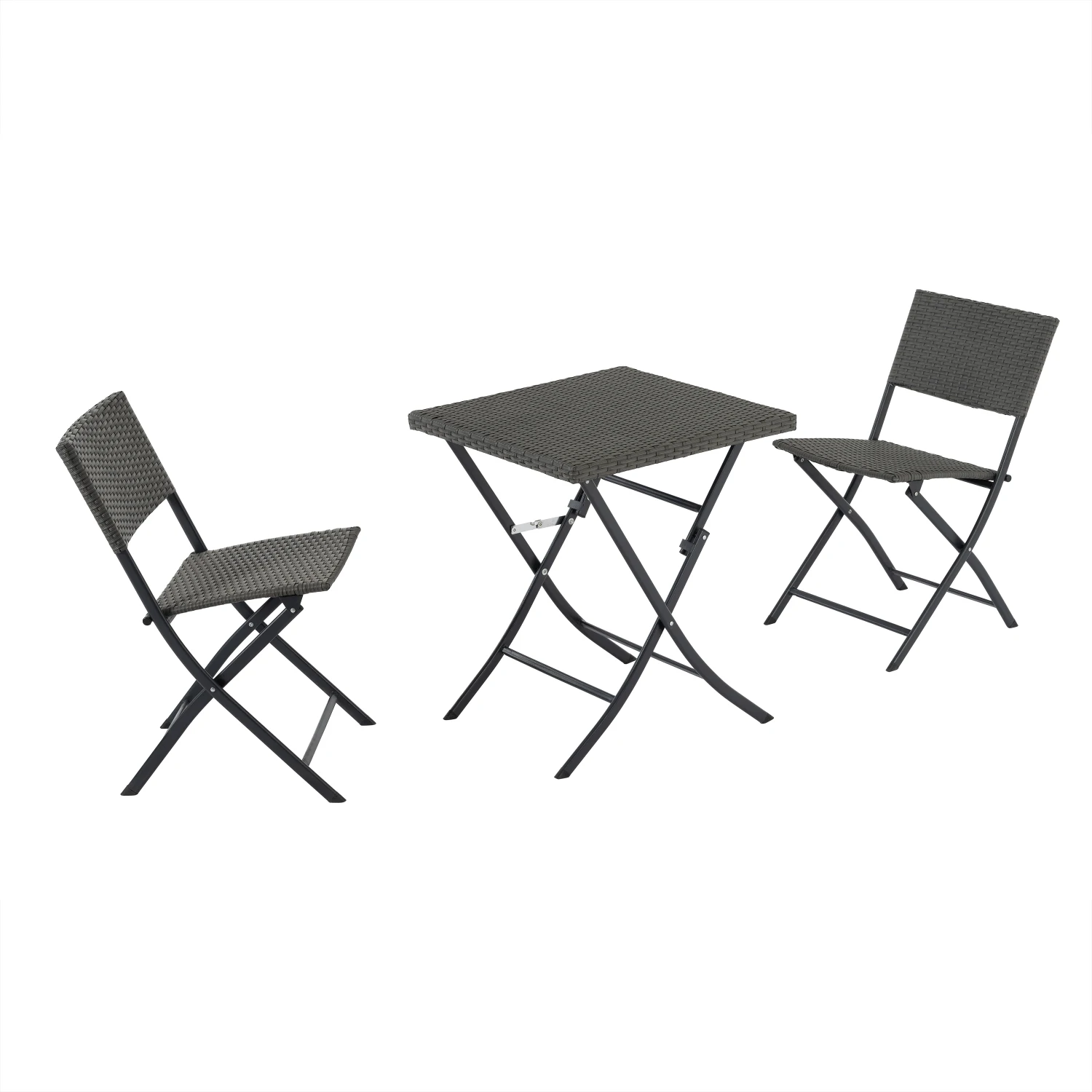 

Rattan Patio Bistro Set, 3 Piece Foldable Outdoor Patio Furniture Sets, with Folding Table and Two Chairs, for Garden, Backyard,