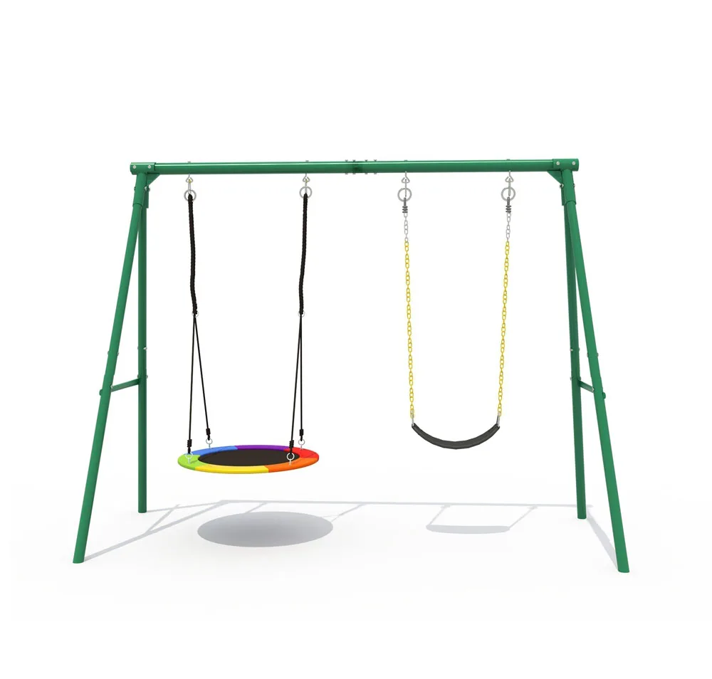 Crianças jardim ao ar livre disco de metal balanço conjunto cinto aro basquete comercial ao ar livre playground balanço com slide e balanço para