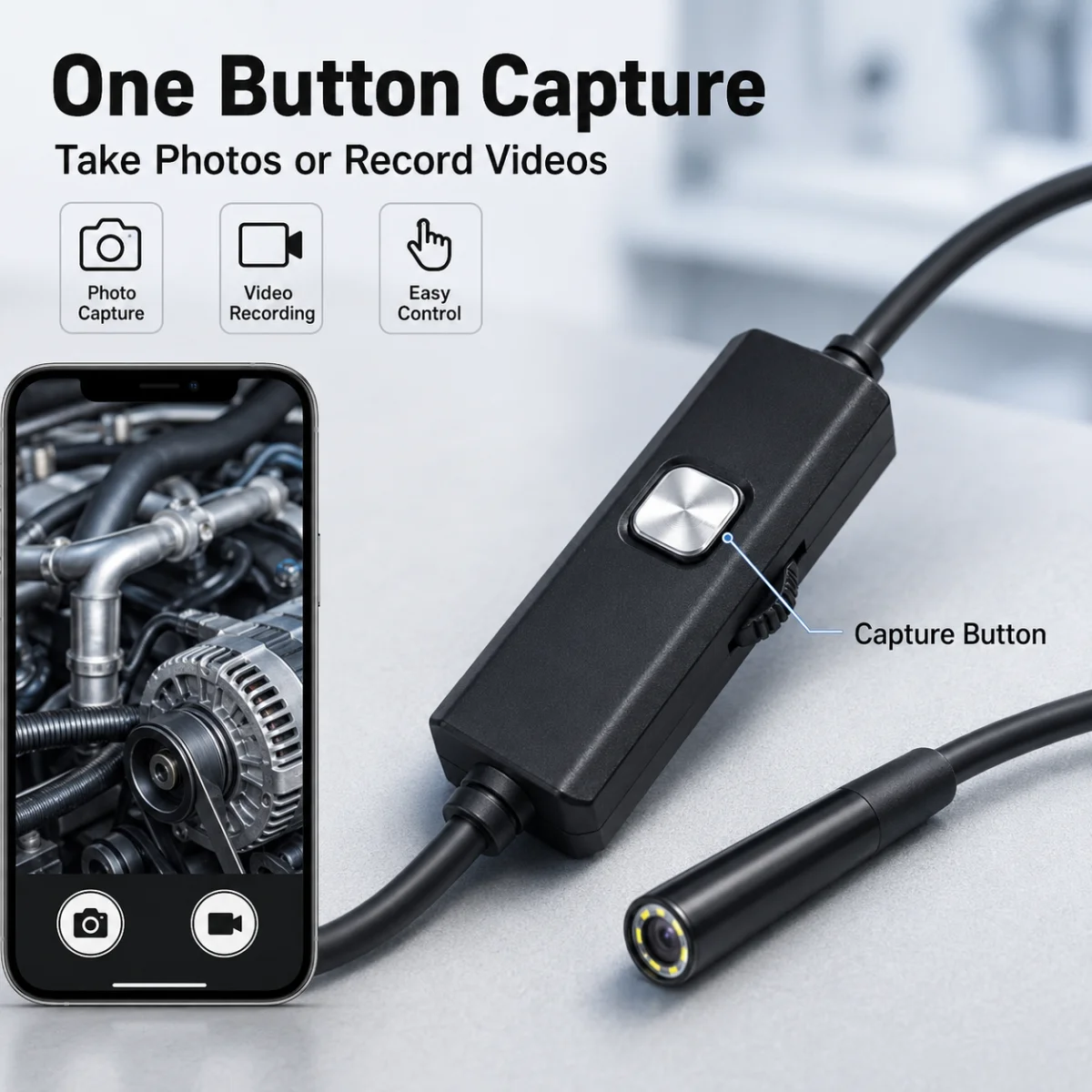 Endoscope Camera for iPhone Android HD Borescope 3 in 1 USB Type-C Lightning Inspection Camera with LED Light