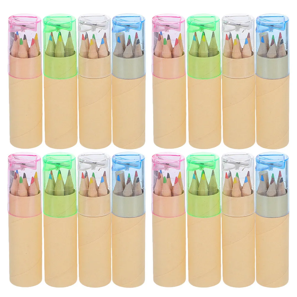 

16 Sets Mini Colored Pencils Portable Tube Design Builtin Sharpener Vibrant Colors Drawing Sketching Art Supplies for School