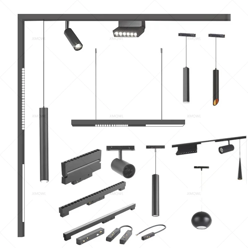 

16 современных напольных трековых светильников, светодиодные лампы, Потолочная система с магнитной направляющей, трековое освещение для гостиной, точечный светильник