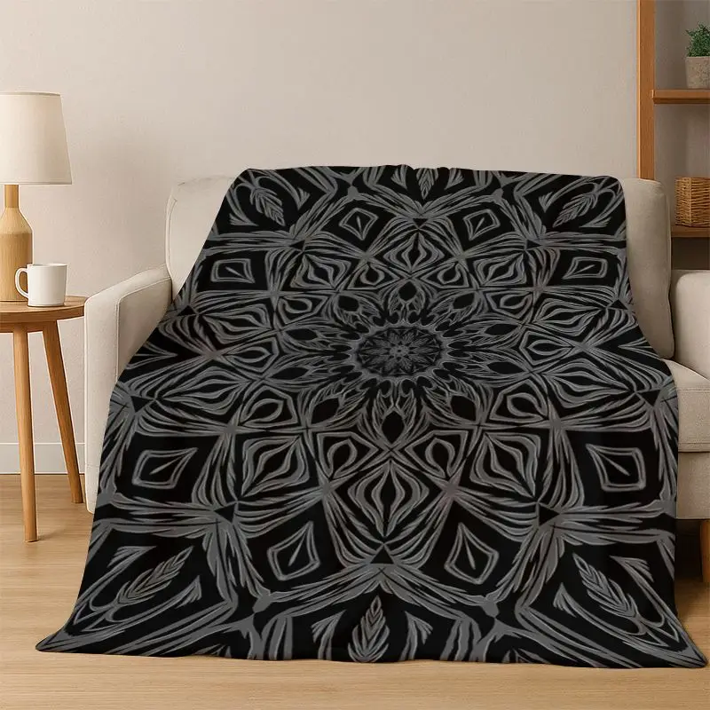 Bohemia Mandala Magic Flower Yoga Flannel Blanket Soft Warm Throw Blanket for Bedroom Living Room Bed Travel Camping Picnic Gift
