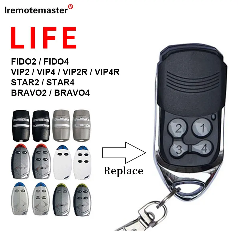 For Life FIDO 2/ FIDO 4/ VIP 2/ VIP 4/ BRAVO2 / BRAVO4 Garage Door Remote Control 433mhz Rolling Code 433.92Mhz Replacement