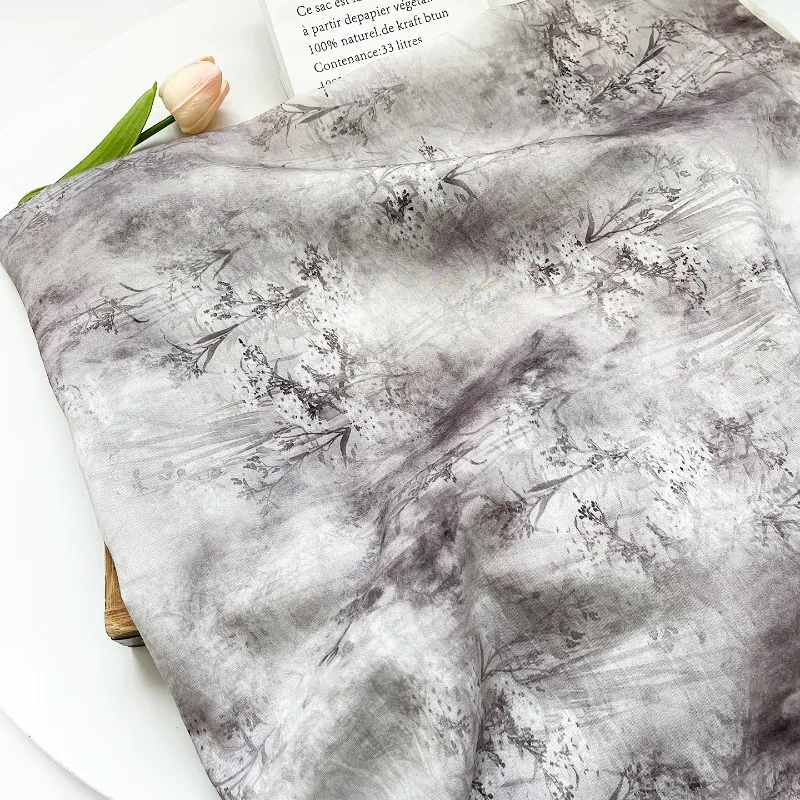 

Туманный лес с цифровым принтом, новый китайский национальный стиль, хлопковая полиэстеровая ткань, платье Ханфу, блузка, дизайнерский материал одежды