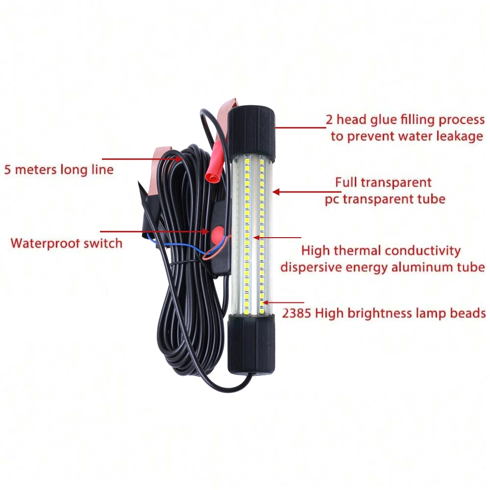 1 piece of LED crocodile trap fish light set fish light raft fishing light fishing light underwater light