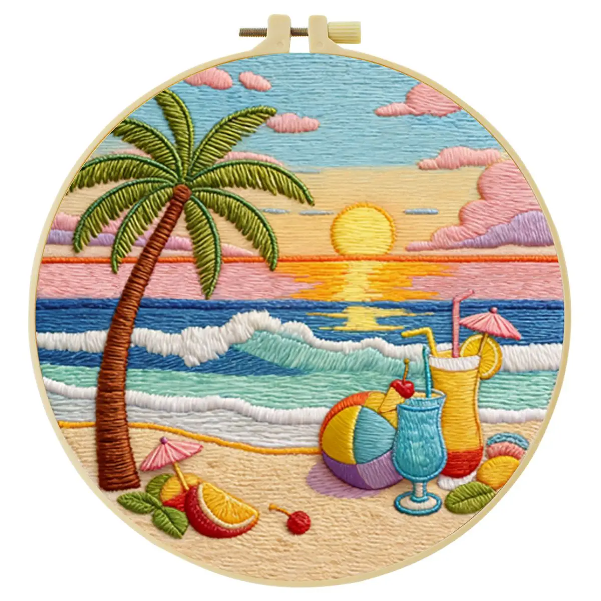 1 Stück 20X20CM/15X15CM 7,87/6,3 Zoll Meerblick Stickerei Starter-Kit DIY-Kit DIY-Stickerei-Set Handarbeiten Nadelkunst – Detail 1