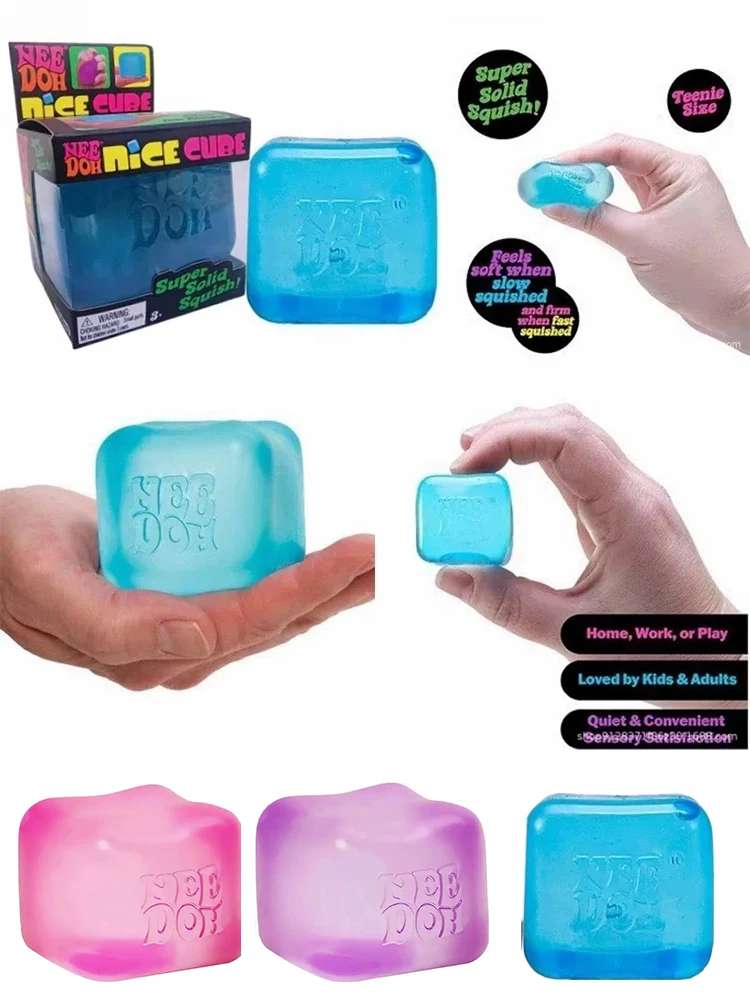Neeboh Nice Cube Sensorischer Stressabbau-Würfel, Squishy-Spielzeug, Fidget-Tool gegen Angstzustände & für Konzentration, Sensorischer Schreibtisch-Würfel für Erwachsene & Kinder