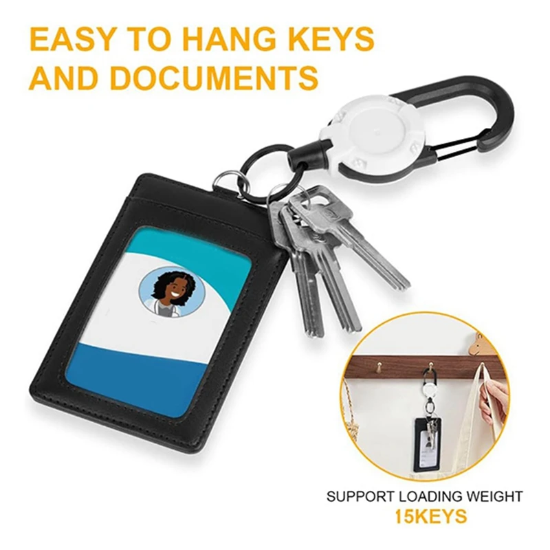 4 stuks intrekbare badgehouder intrekbare ID-badgehaspel zware haspelclips (wit)