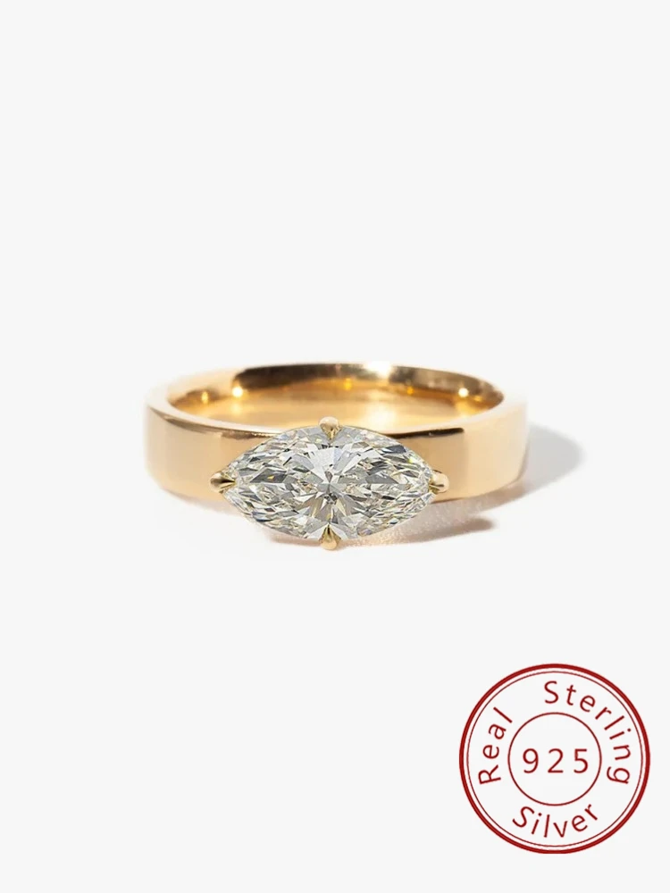 925 Sterling Silver Fashion Minimalism Marquise Zircon Ring For Women Anniversary Wedding Party Daily Wear Luxury Fine Jewelry