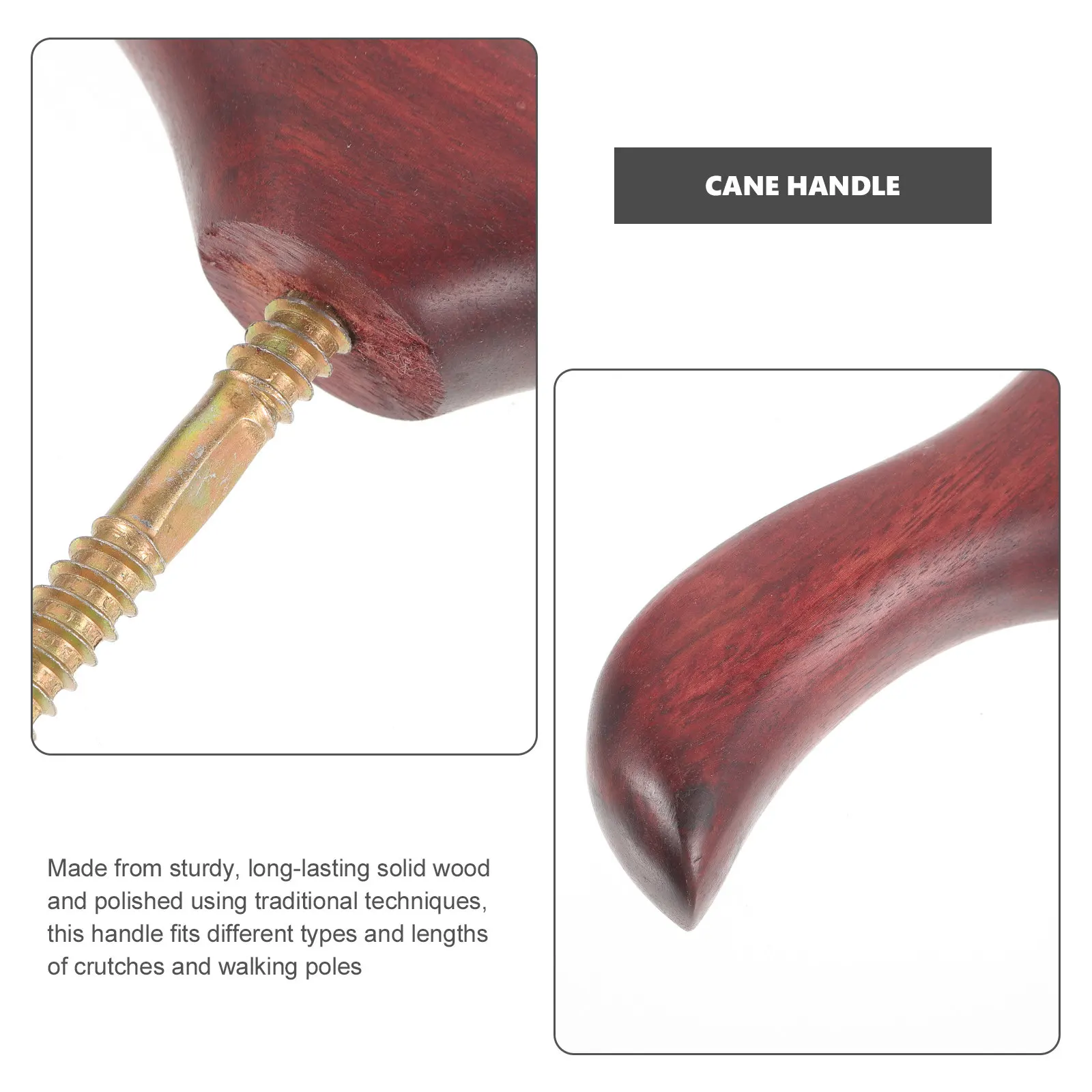 Wood Cane Handle Handmade Ergonomic Walking Cane Knob Replacement Stick for Outdoor Home Work Polished Smooth