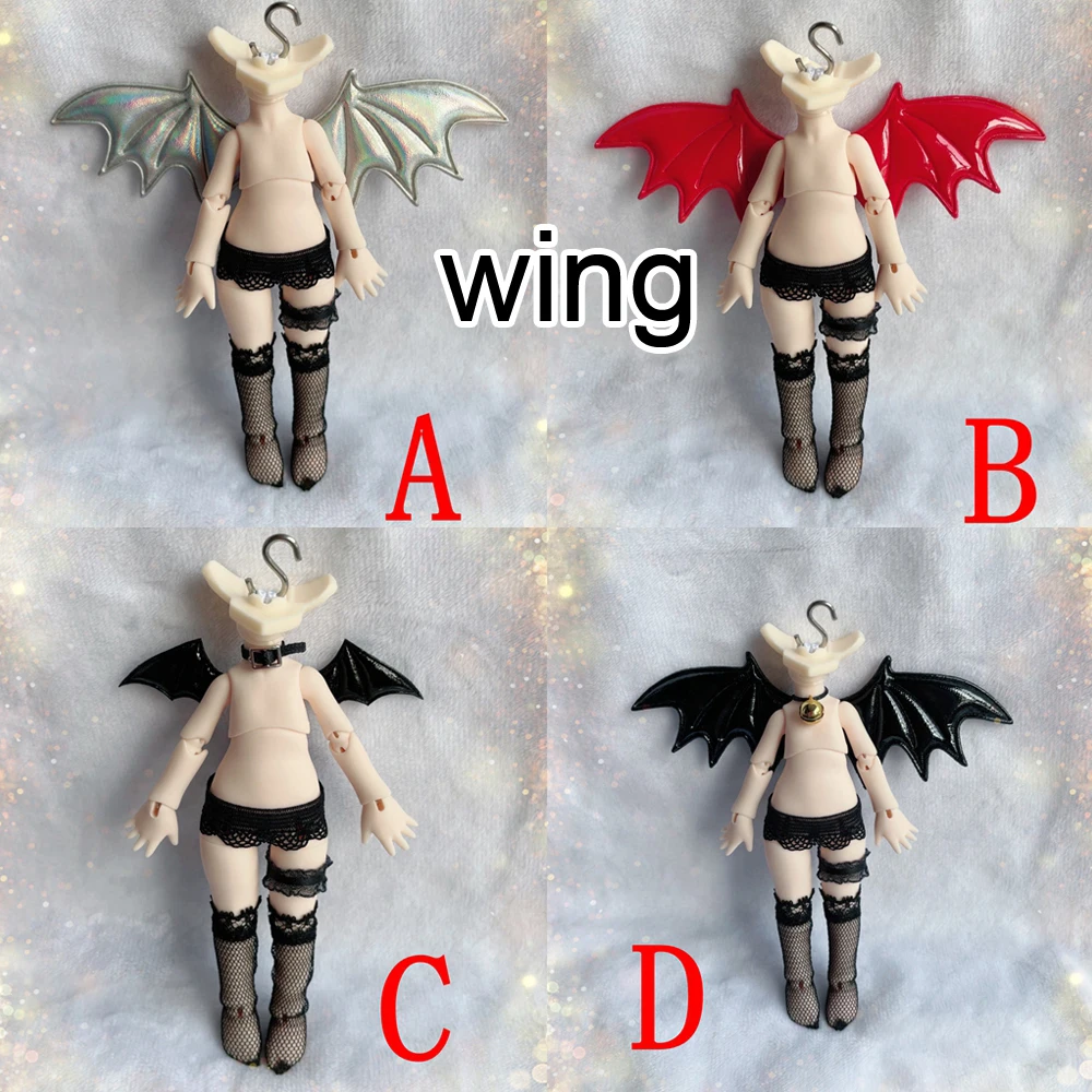 D05-P046 children handmade toy 1:12 ob11 gsc bjd pd9 doll accessory red silver white black wing 1pcs