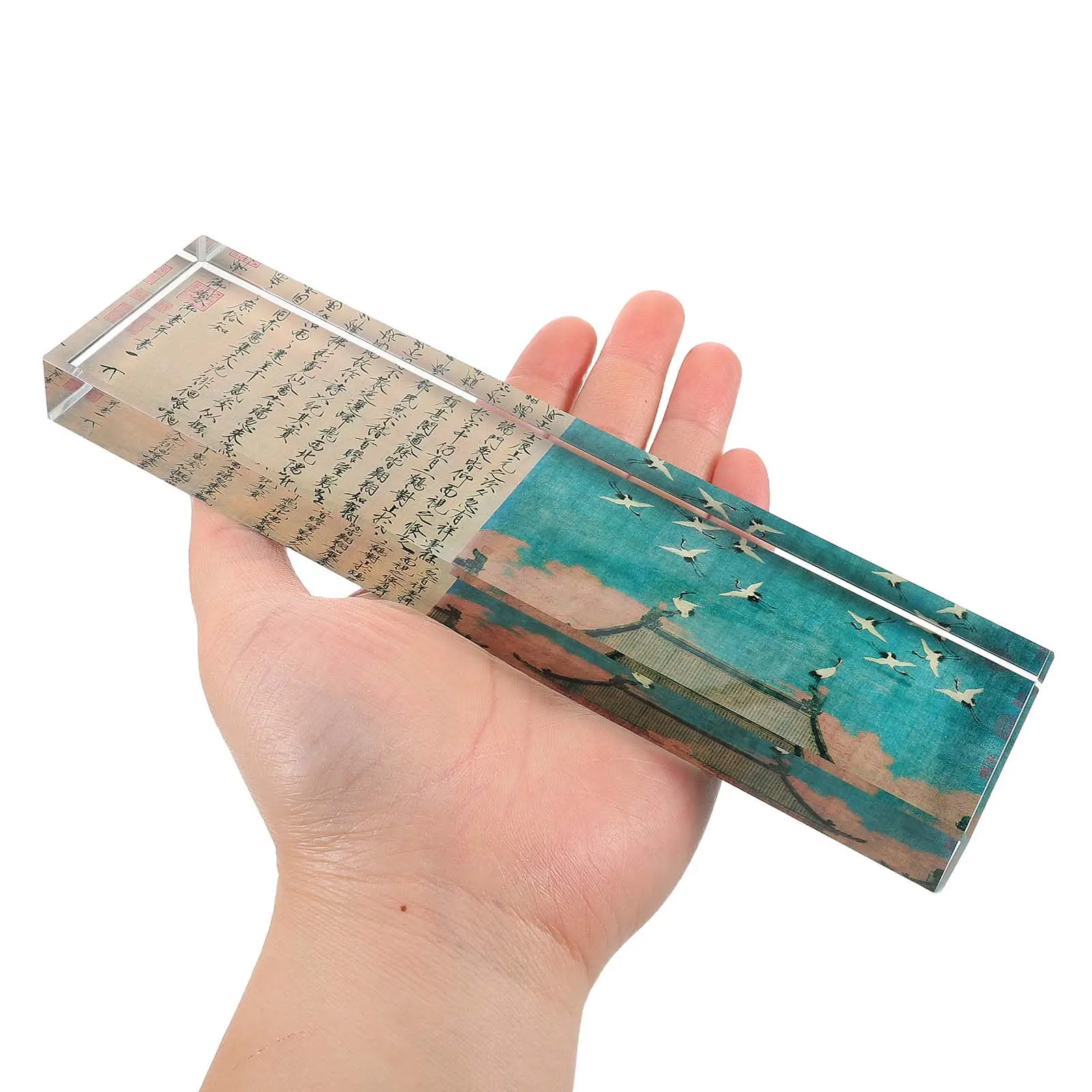 Rectangular Clear Glass Paperweight Elegant Calligraphy Practice Tool Painting Drawing Writing Chinese Writing Supplies