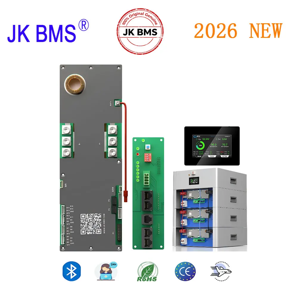 

JK New Smart BMS 16S 48V 100A 2A Active Balancing Bluetooth CAN RS485 Parallel Heating for LiFePO4 Solar Home Energy Storage