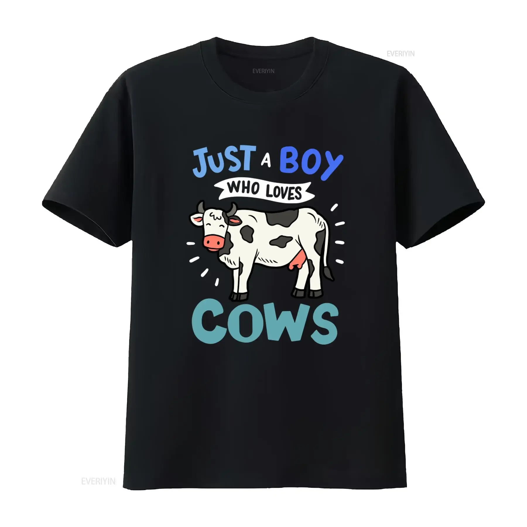 Cow Just A Boy Who Loves Cows T Shirt For Lovers Print vintage Washed Versatile Slightly Casual Breathable Stretched