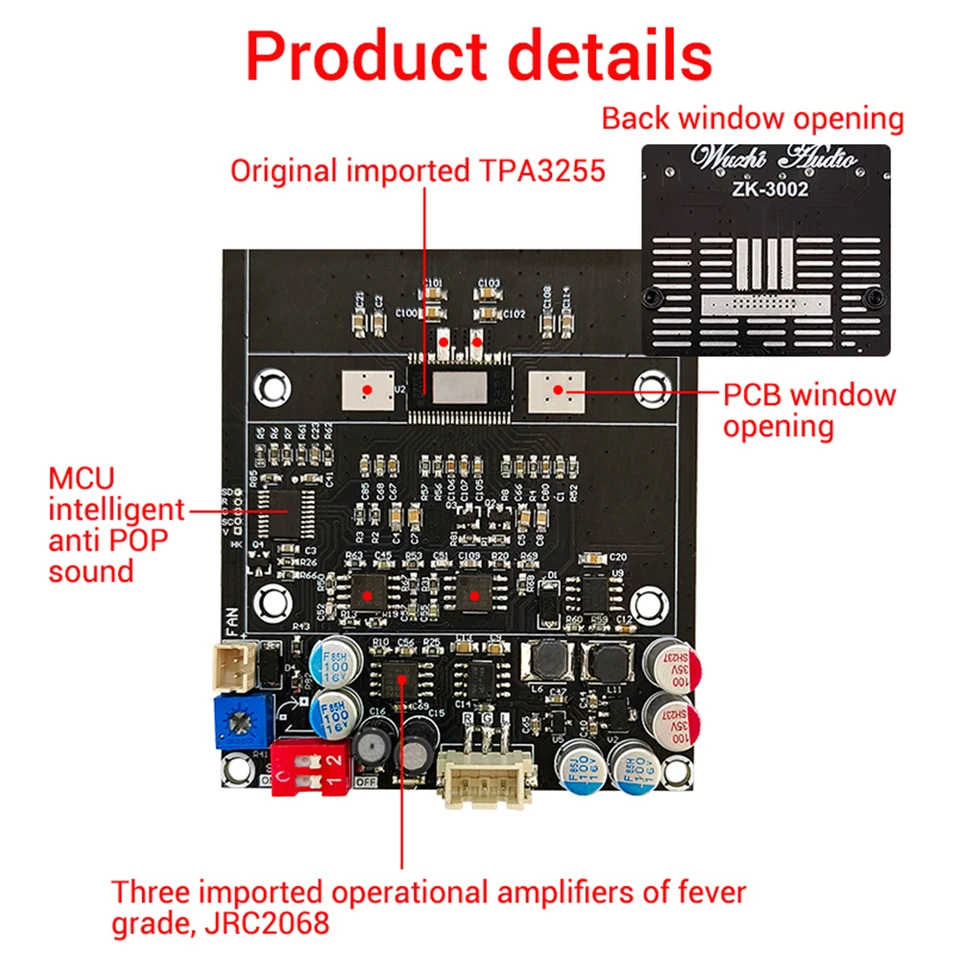 ZK-3002 TPA3255 Pure Rear Level Digital Amplifier Board Stereo